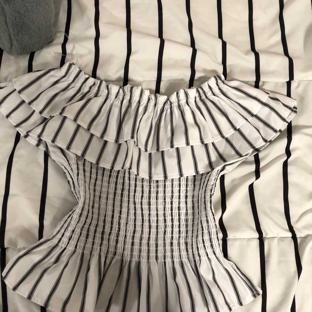 Black and white off the shoulder